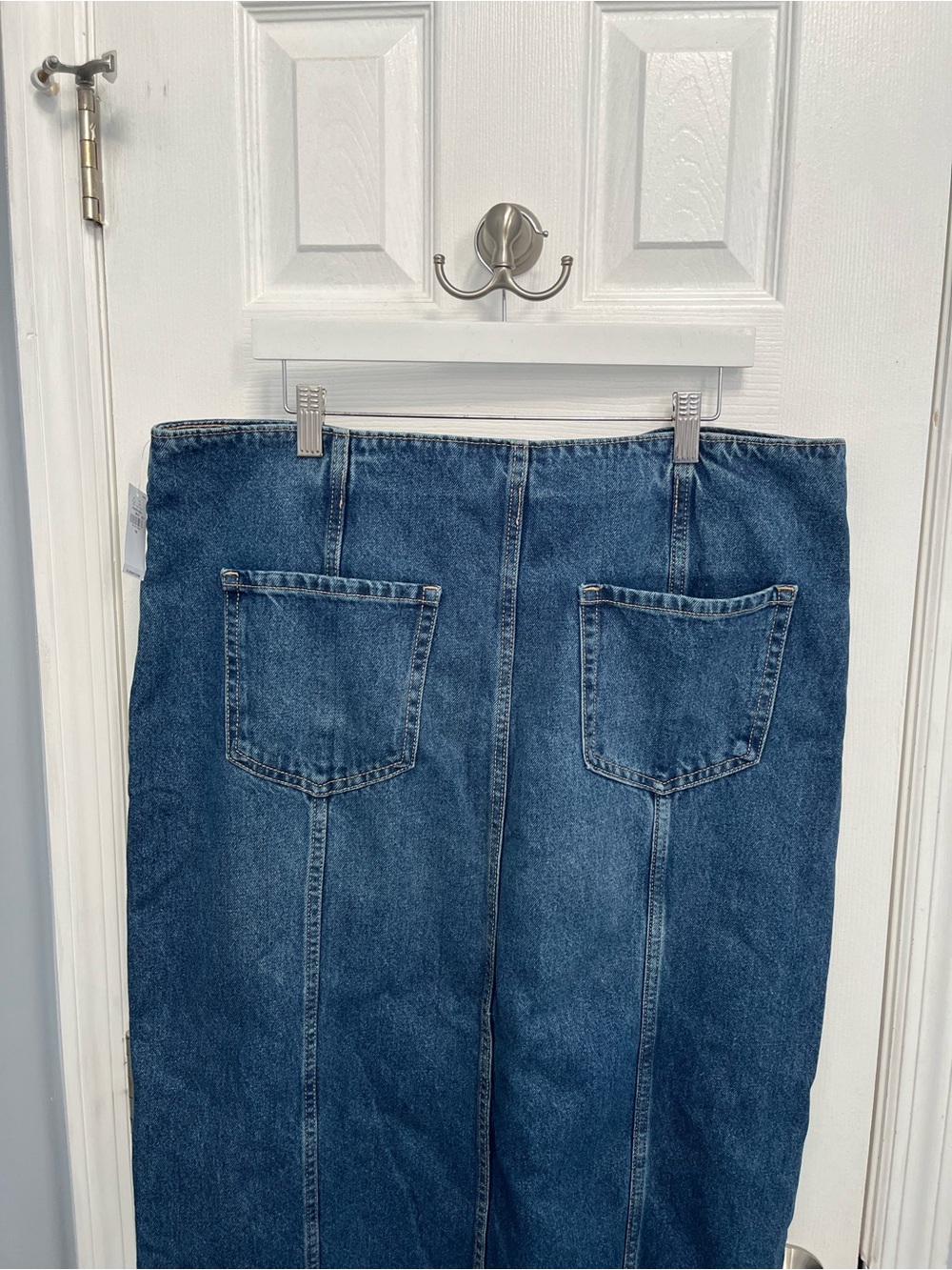 Jean Denim Maxi Skirt Old Navy Mid-Rise Med Wash 16 Front Zip NEW Front Slit - Picture 10 of 15